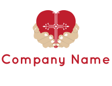 hand holding heart logo generator