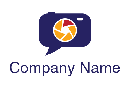 camera as speech bubble with shutter photography logo