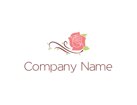 floral design logo with rose illustation