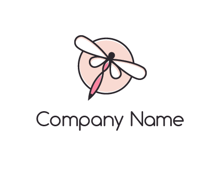 dragonfly slanting over a circle logo