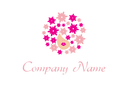 flowers forming Afro hair on woman logo