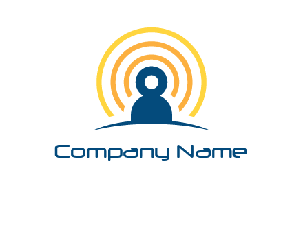 abstract person placed in front of communication circles logo