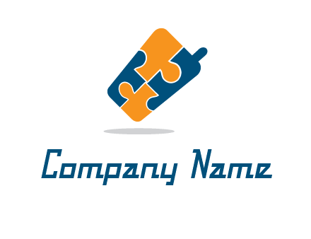 puzzle pieces in mobile shape logo